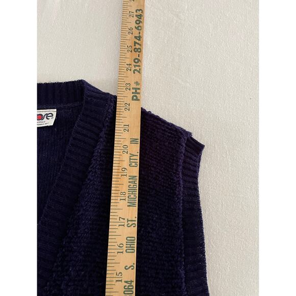 VTG 70s Women's Penrose Sweater Vest Cardigan Navy Blue size M - Picture 5 of 6